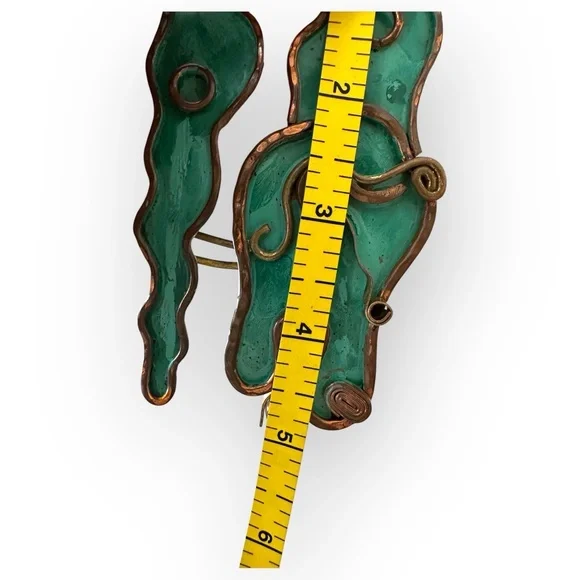 Vintage MCM Hubert Harmon Mayo Mexico Enamel Brass Brutalist Belt Buckle - Picture 10 of 11